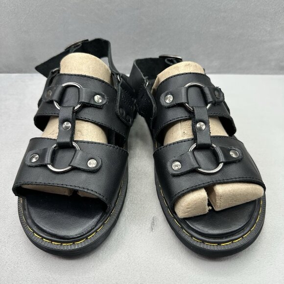 Dr. Martens Xabier Womens Size 10 Slingback Sandals Black Brando Leather Buckle - Picture 2 of 8